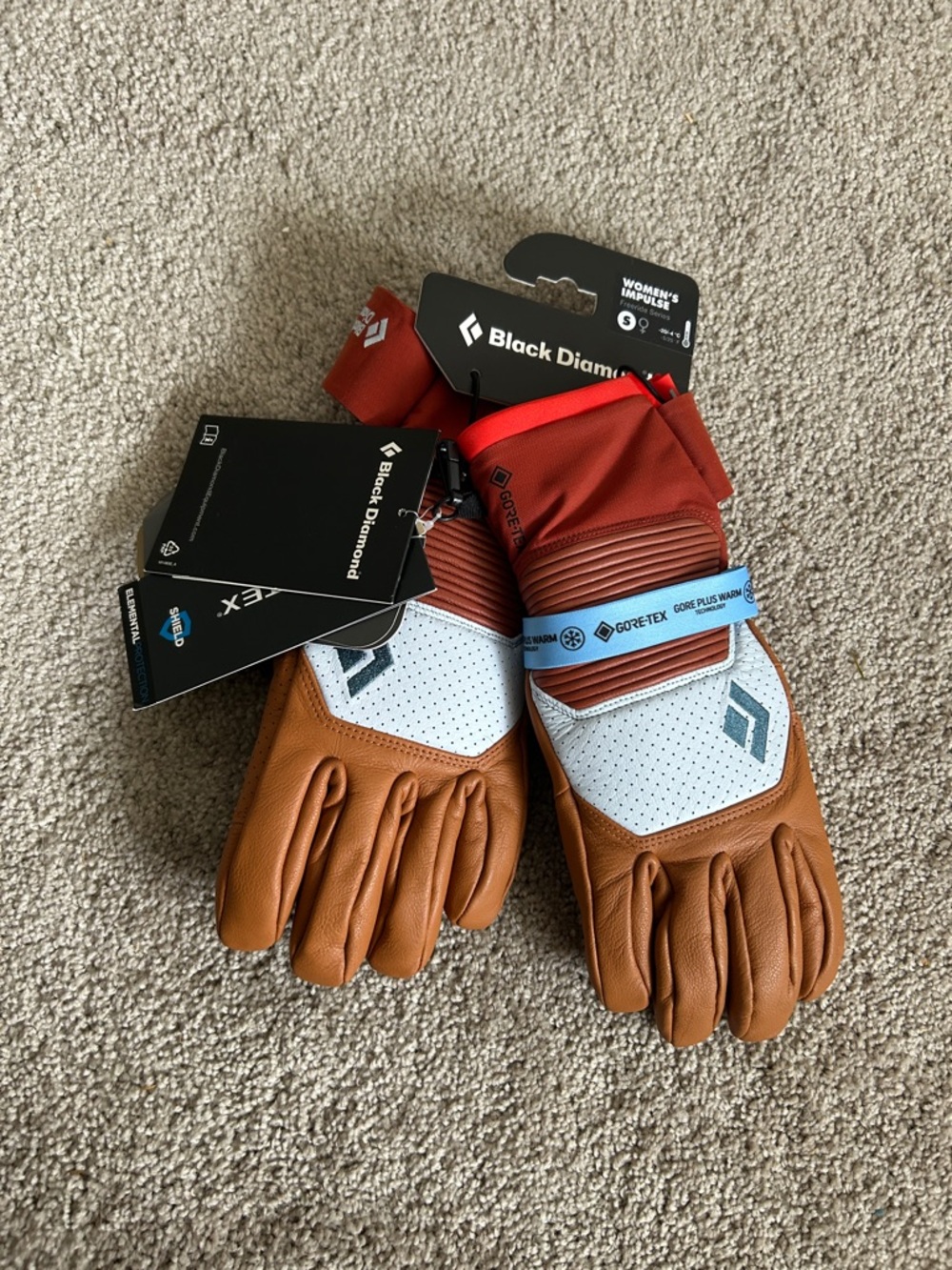 Black Diamond Small Gore-Tex Leather Ski Gloves Insulated Waterproof Snow